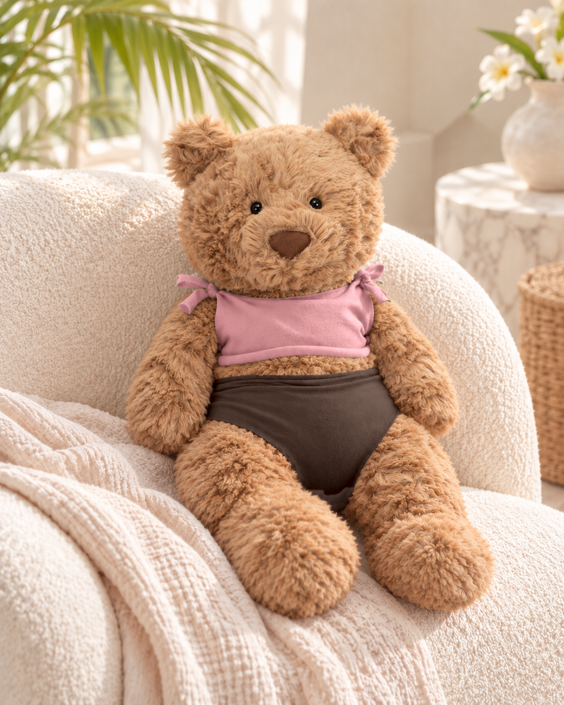 Mini, modeled by our teddy
