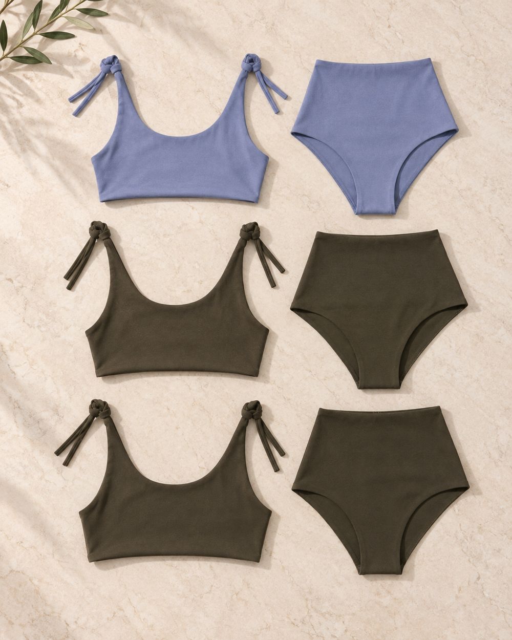 Several WANINI swimsuit pieces laid out during development